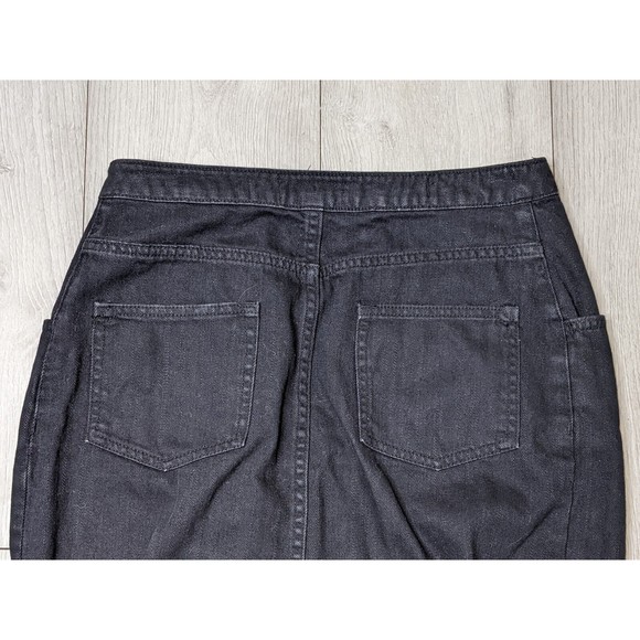 Womens 6 Pilcro And The Letterpress Black Denim Raw Fringe Pockets Buttons - Picture 7 of 9